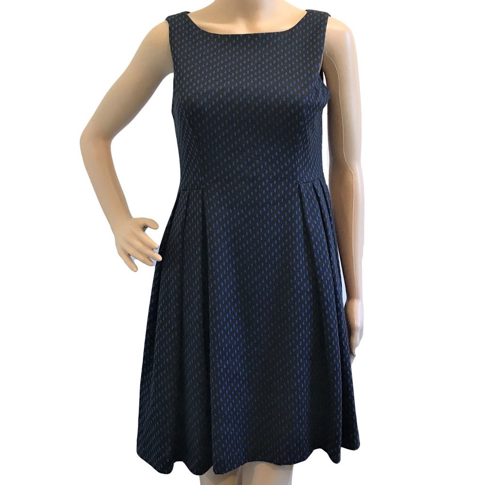 Coconinno sz M fit & flare dress black blue dots
